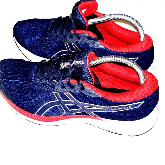 Men's ASICS GEL-Excite 7 Running Sneaker Tuna Blue / Red Size 7  101B183 - Picture 2 of 6